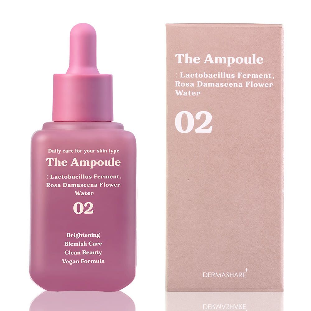 DERMASHARE The Ampoule Lactobacillus Rosa Damascena Flower Water 60ml Blemish Brightening Vegan Serum _ Made in Korea